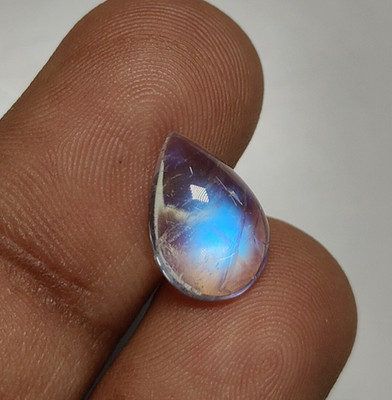 AAAAAAAA Quality Rainbow Moonstone Cabochon Blue Flashy Fire Pear Shape8.5x12.5M