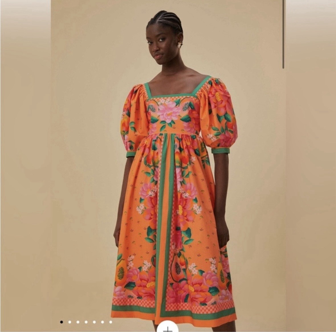 open lace back dress FARM Rio red, blue, orange viscose & modal fun shapes Long sleeve Dres –  Sola Lucy main image 1
