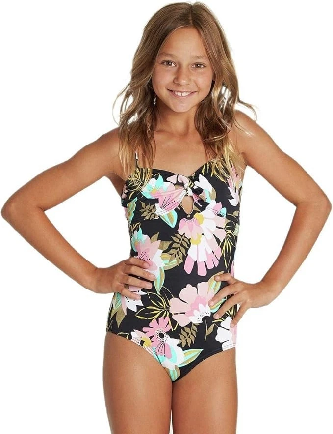 Girl's Billabong E3129 Night Bloom One-Piece Swimsuit, Size 10 - Blue - Image 2 of 3