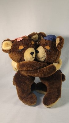 Vintage Dakin Teddy Bears Hugging Plush Stuffed Animal