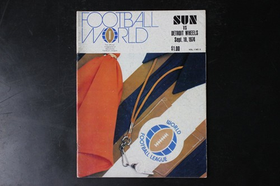 #ad FOOTBALL WORLD Sept 18 1974 Sun vs Detroit Wheels Magazine WFL $29.99