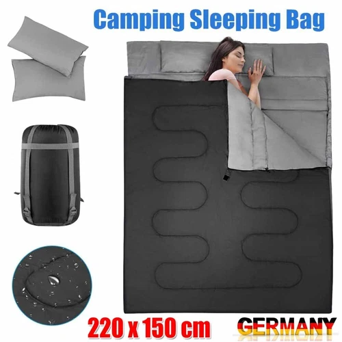 2in1 Doppelschlafsack 220x150cm Deckenschlafsack 2 Personen Schlafsack 2 Kissen