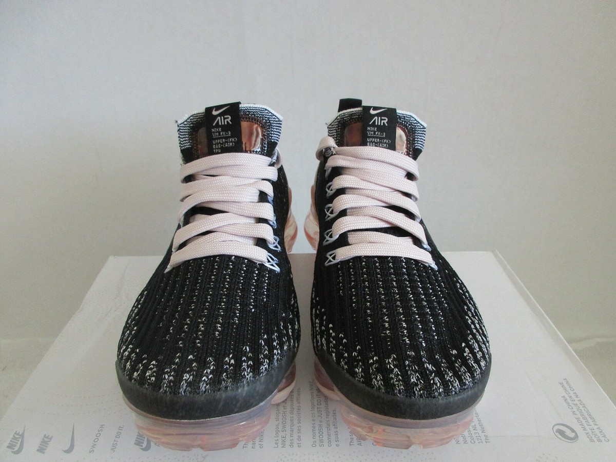 Nike Air Vapormax Flyknit 3 Black-White-Pink-Gold Womens Sz