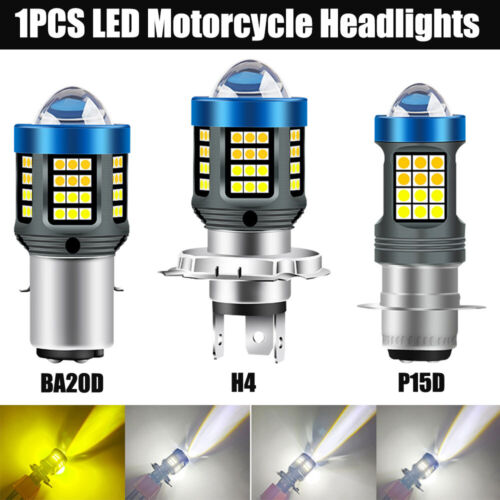 H4 P15D LED Motorcycle Headlight 10000LM High/Low Beam White Yellow Light Beam