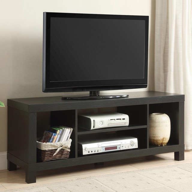 Tv Stand Entertainment Center Home Theater Media Storage Wood Console Black Inch