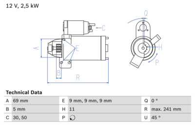 Bosch 0 986 022 020 Starter for BMW