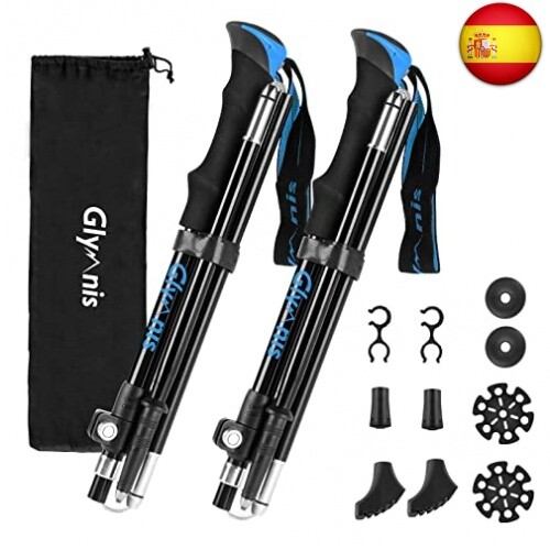 Glymnis Bastones de Senderismo Bastones Trekking Plegables 2pcs 36cm-130cm de