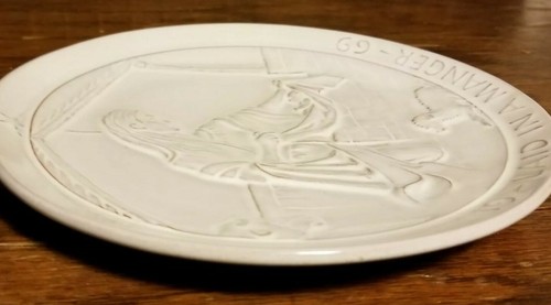 Vtg Franknoma 1969 Laid in a Manger Pottery Plate JF John Frank Christmas - Picture 2 of 10