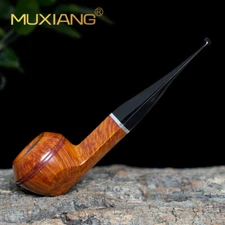 MUXIANG Briar Wooden Rhodesian Tobacco Pipe Smooth Bulldog Pipe Double Beadlines
