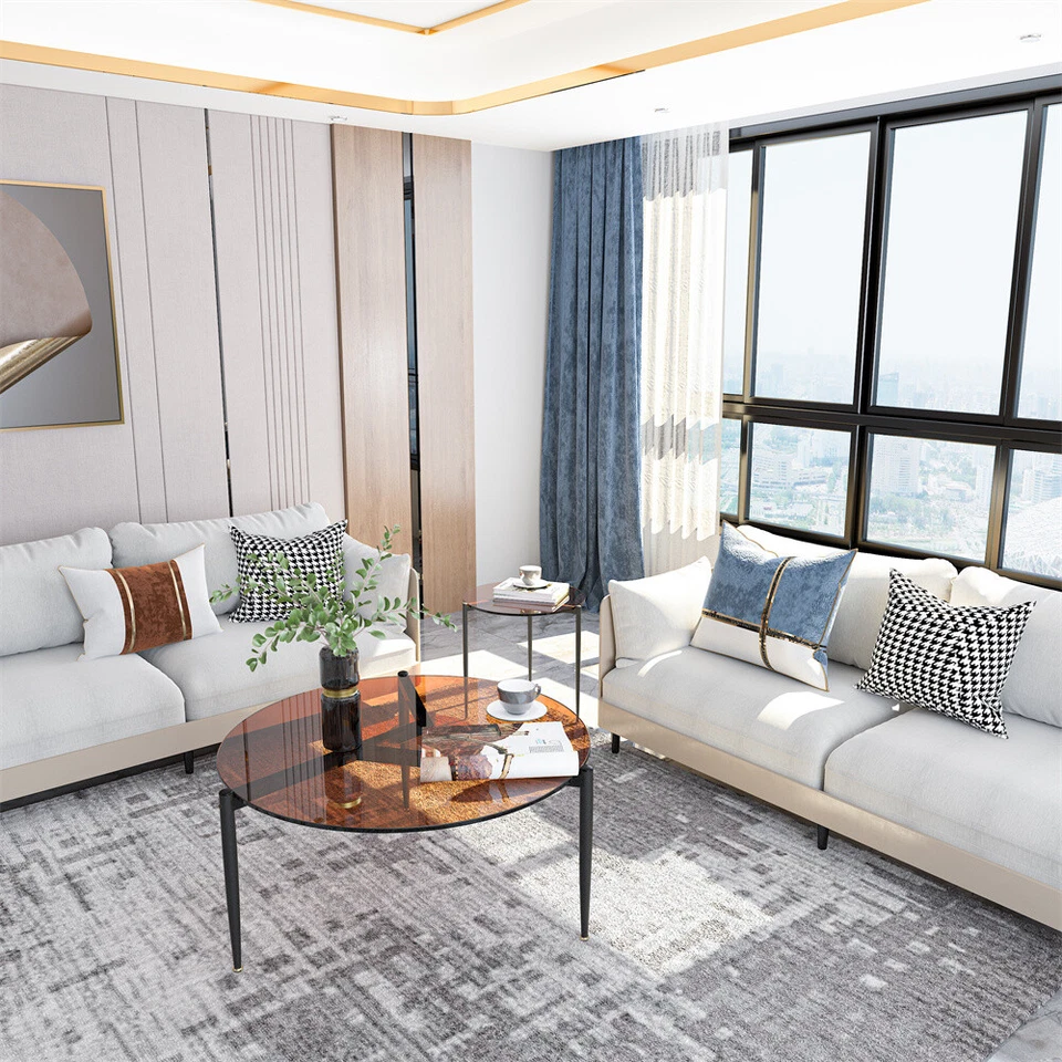 Mesa de centro moderna mesa auxiliar redonda de vidrio mesa de acento para decoración del hogar de café Foto 4 de 4