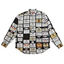 Supreme Wine Label Logo Print Button Down Viscose Shirt Men's M FW24 AUTHENTIC