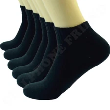 Black 3 Pairs For Mens Ankle Quarter Crew Sports Socks Cotton Low Cut Size 10-13
