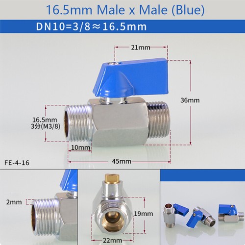 Mini Ball Valve 9.5/12.7/16.5/20mm Male/Female Air Gas Water Fuel Brass Shut Off - Picture 33 of 34