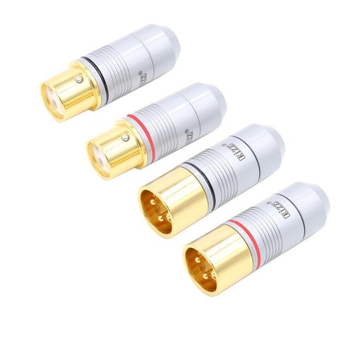 4Pcs Gold Plated EIZZ 3 Pin XLR Plug Connector HIFI Audio Cable Jack Screw Lock - Picture 2 of 7
