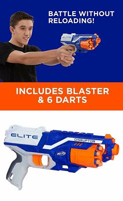Nerf N-Strike Elite Disruptor Blue And Orange With 6 Darts | eBay
