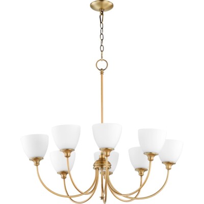 Quorum Celeste 8 Light 32' Chandelier, Aged Brass - 6109-8-80