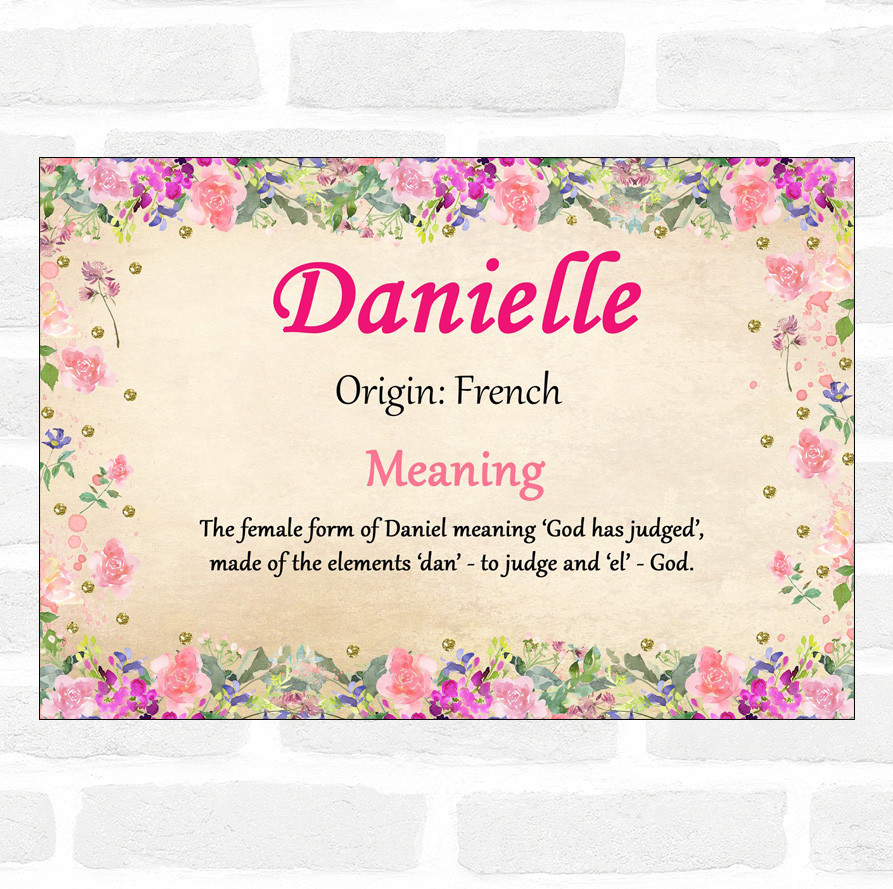 Danielle Name Meaning Floral Certificate | eBay