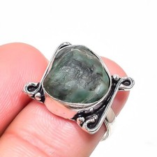 Natural Rough Aventurine Gemstone 925 Sterling Silver Jewelry Ring Sz 6.5  US 