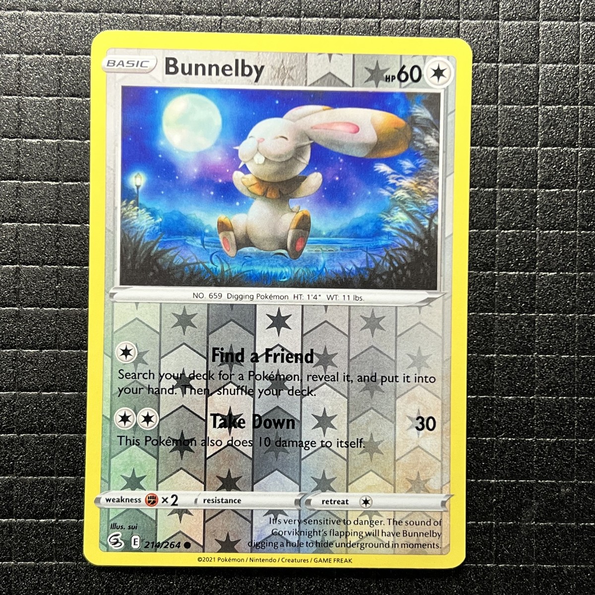 Bunnelby #214/264 SWSH Fusion Strike Pokemon Reverse Holo Common Card