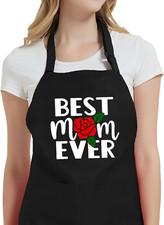 Cooking Aprons for Women with Pockets, Best Mom Ever Apron for Baking Kitchen Ch