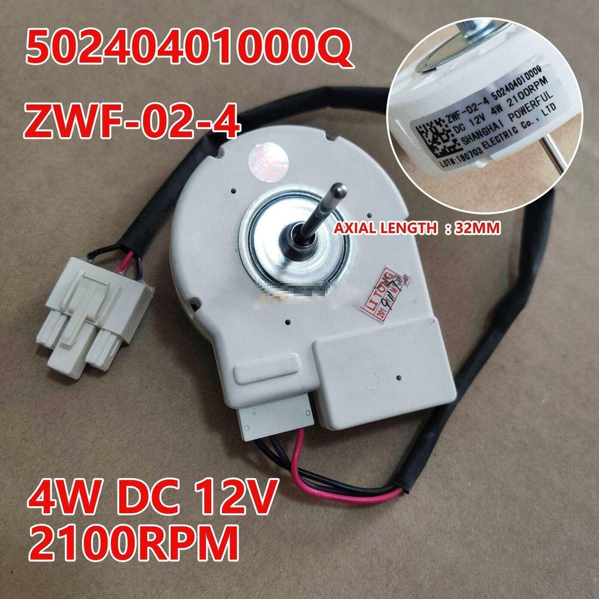 For Refrigerator Fan Motor ZWF-02-4 DC12V 4W 2100RPM 50240401000Q