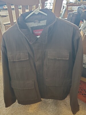 Vintage Wrangler Man's Chore Jacket. Chocolate Color With Corduroy Collar.Lg NEW