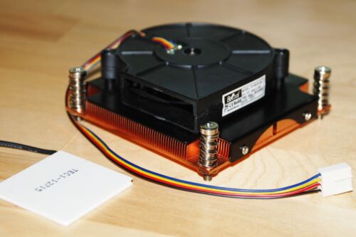 Solid Copper Turbo Fan Radiator cpu heatsink cooler for Peltier, LED up to 200W - Afbeelding 1 van 6