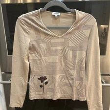🔥🔥Vintage Esprit Beige Geometric Long Sleeve Top in medium🔥🔥