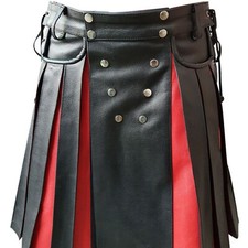 Herren Leder Kilt Schottische Kilts Krieger Gladiator Traditionell Gothic Kilts BLUF