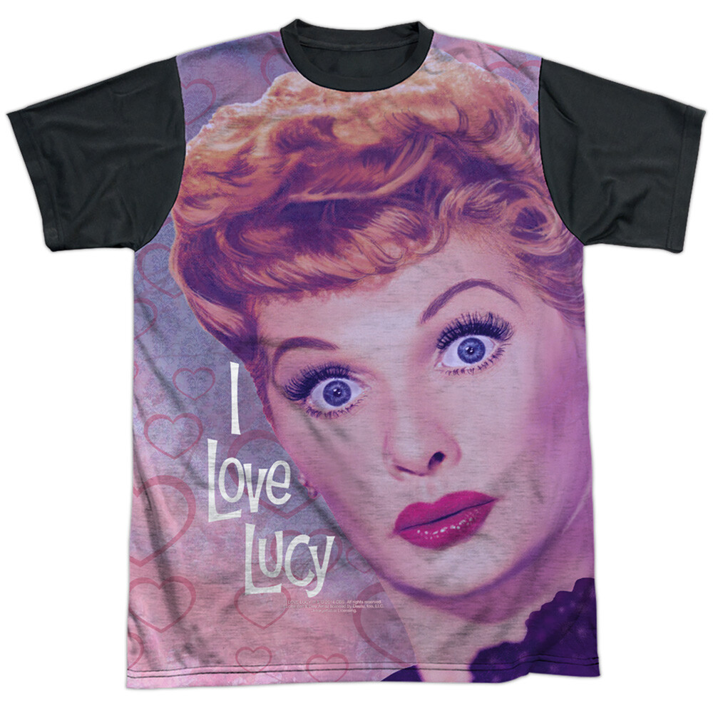 I Love Lucy Funny Hearts Adult Halloween Costume T Shirt (Black Back), S-3XL