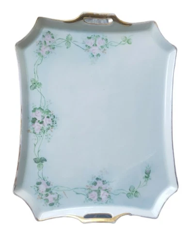 Large Antique Bavarian Porcelain Vanity Dresser Bar Tray Signed M.F Hoppel READ