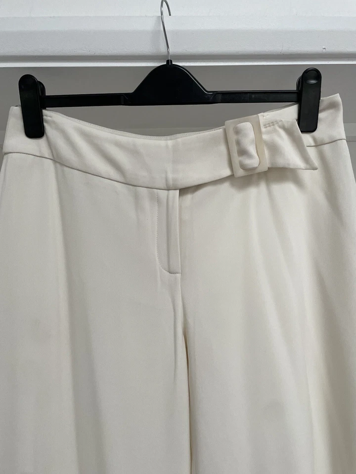 Coast Women’s Cream Belted Wide Leg Work Trousers Office Size 14 - Image 2 of 4