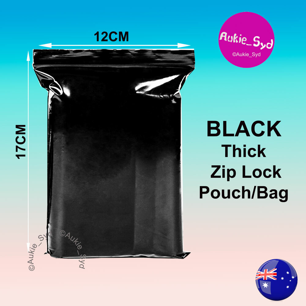 100 x Black Gloss Pouch Zip Lock Reseal Ziplock Bag Bags 17x12cm - Main Image