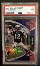 TOM BRADY PSA 9 2003 BOWMAN’S BEST Rainbow Foil FOOTBALL #34  PATRIOTS LOW POP