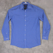 Stafford Dress Shirt Men's 15.5-35 Button Up Long Sleeve Blue Striped