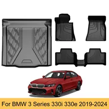 For BMW 3 Series 330i 330e 2019-2025 Car TPE Floor Mats & Trunk Mat All Weather