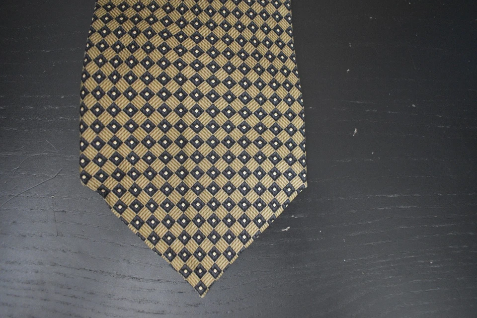 Nautica Neck Tie Brown Black Geometric Design Pattern Imported Silk 3.5"x58" - Image 2 of 4