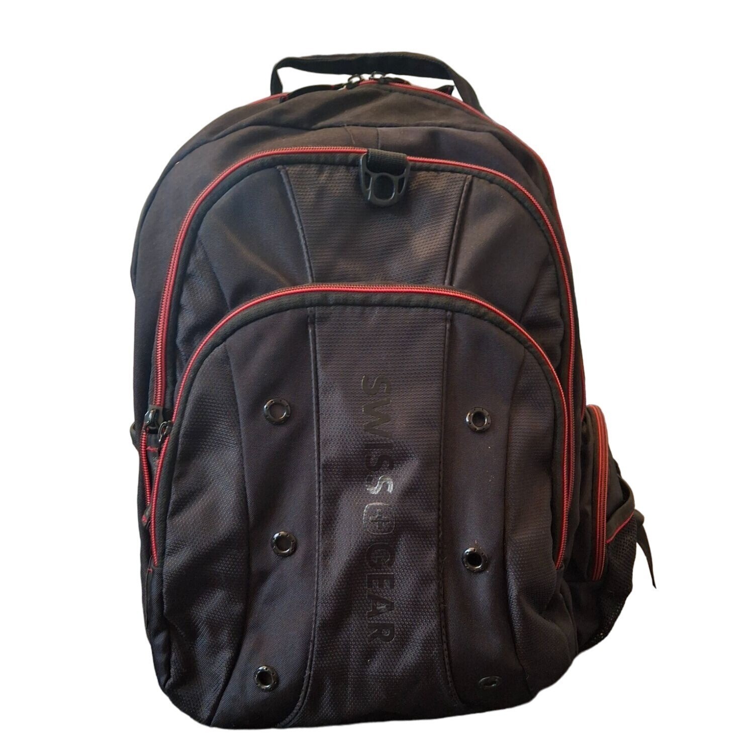 Swiss Gear Black Laptop Backpack With Red Accents Multiple C