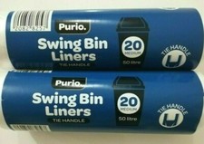 40 x Swing Bin Liners 50 litre Tie Handle 60 x 72 cm