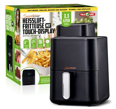 SMART KITCHEN Heißluft-Fritteuse [3,3L Füllvolumen] Heißluft-Fritteuse klein