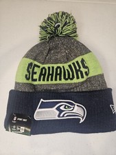 New Era 2016 SEATTLE SEAHAWKS Team Sport Knit NFL Sideline Pom Hat Beanie NWT