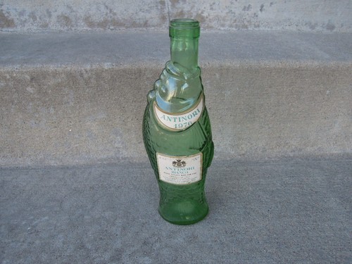 Vintage 1976 Antinori Bianco Wine Fish Bottle Green Glass Italy