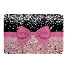 Pink Bowknot Bathroom Rugs Cute Bow Knot Rug 20"x32",Kawaii Silk Ribbon Showe...