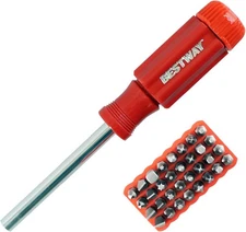 Bestway Tools B63540 Standard Magnetic Screwdriver Set, 32-Piece 32-Piece, Red 