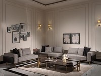Wohnzimmer Garnitur Sofa Couchtische 5Tlg Stoffsofa Grau Holz Set