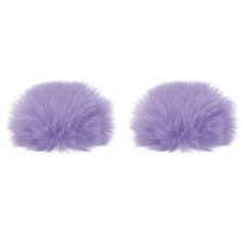 2 Pcs 7x60mm Furry Microphone Windscreen Purple Mic Cover Windshield