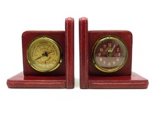 SERRE LIVRES HERMES DUPRE LAFON 1950 CUIR ROUGE REVEIL YFAR BARAMETRE BOOKENDS