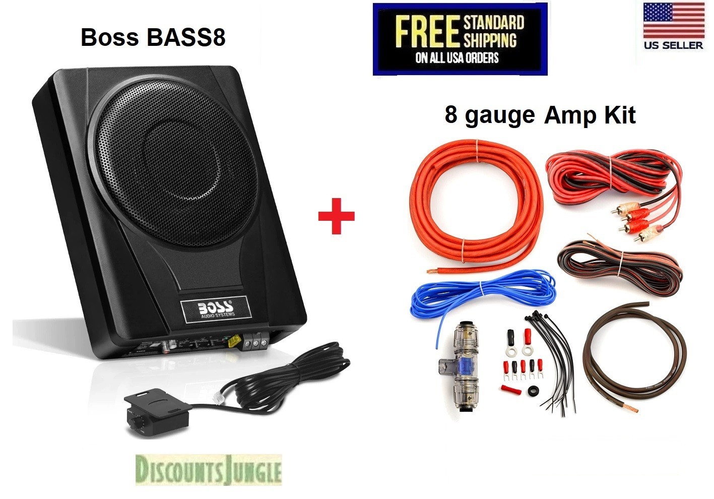 Boss BASS8 8 inch 800w Under Seat Powered Truck & Car Subwoo