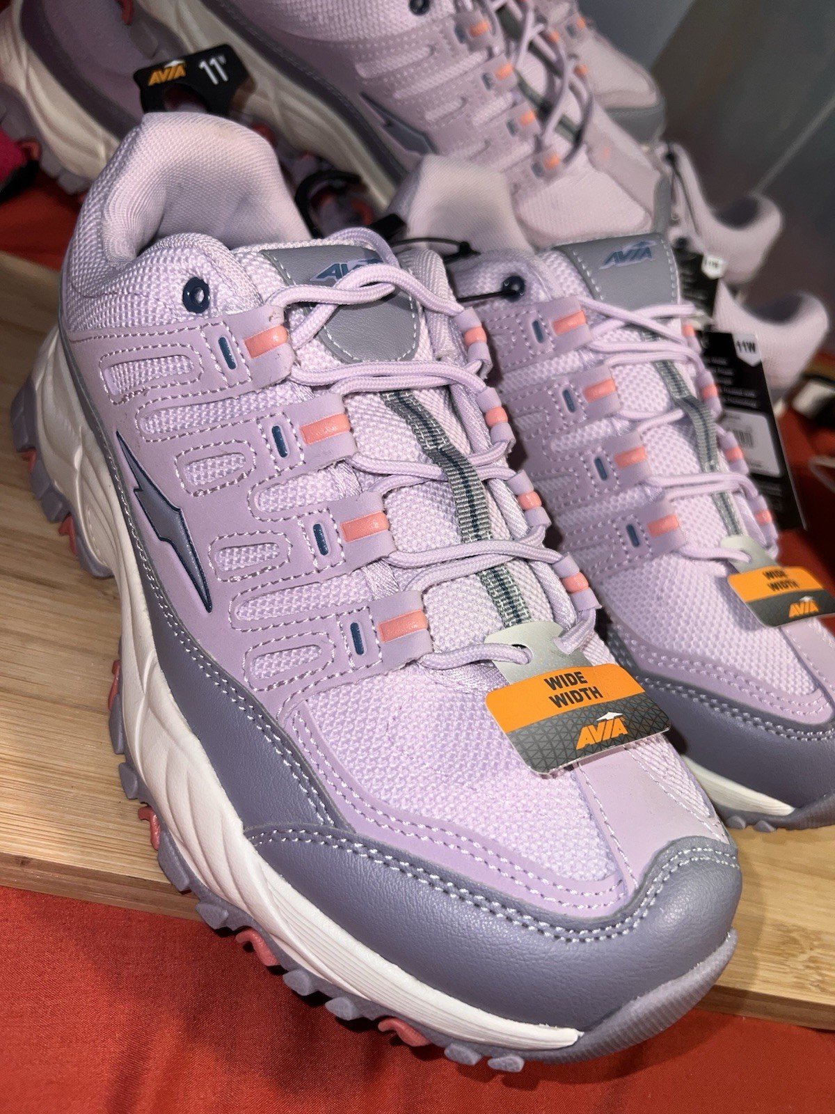 Avia Lavender Gray Pink White Wide Width Lace Up Logo Low To