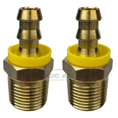 2 Pack Easy Lock Brass Hose Barb Fitting Connector 3/8'' Push-Lock x 1/2'' MNPT